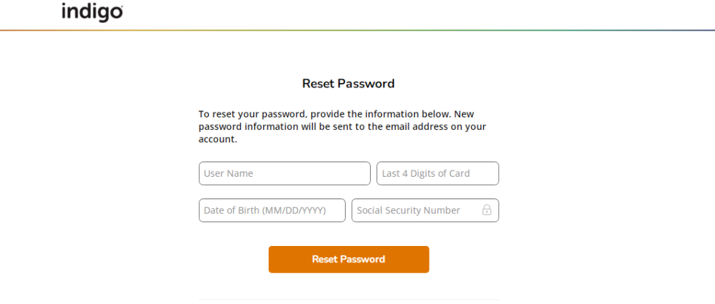 Reset IndigoCard Credentials